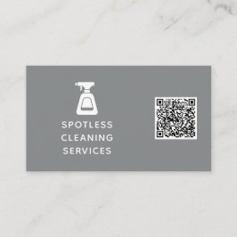 Schoonmaakbedrijf QR Code Spray Fles Grijs Visitekaartje