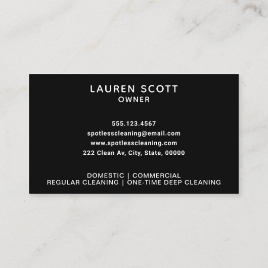 Schoonmaakbedrijf QR Code Spray Fles Zwart Visitekaartje (Achterkant)