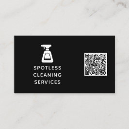 Schoonmaakbedrijf QR Code Spray Fles Zwart Visitekaartje