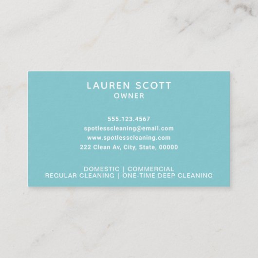 Schoonmaakbedrijf QR Code Spuitfles Aqua Blue Visitekaartje (Achterkant)