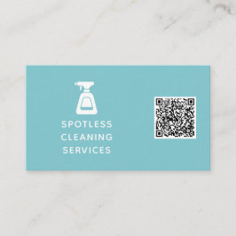 Schoonmaakbedrijf QR Code Spuitfles Aqua Blue Visitekaartje
