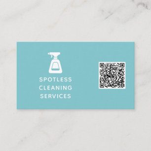 Schoonmaakbedrijf QR Code Spuitfles Aqua Blue Visitekaartje