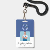 Schoonmaakbedrijf | Schoonmaakdienst met eigen log Badge (Voorzijde met lanyard)