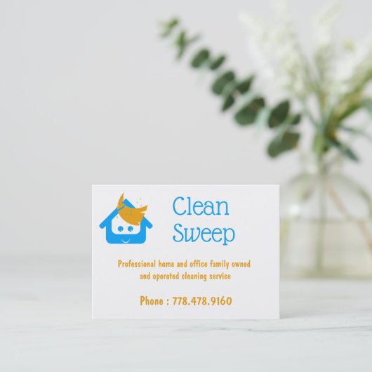 Schoonmaakbedrijf Schoonmaken koffiehuis Visitekaartje (Staand voorkant)