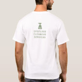 Schoonmaakbedrijf Spray Bottle Sage Green Text T-shirt (Achterkant)