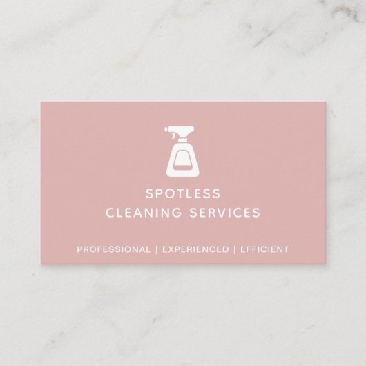 Schoonmaakbedrijf Spray Fles Dusty Pink Visitekaartje (Voorkant)