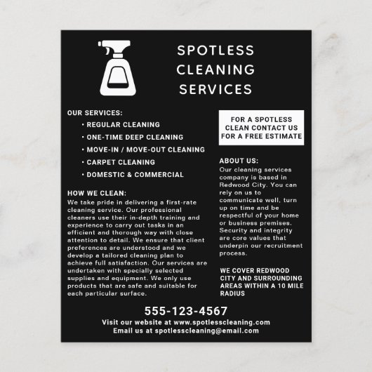Schoonmaakbedrijf Spuitfles Zwart Flyer (Voorkant)