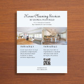 Schoonmaakbedrijf Vintage Script Foto Blauw Flyer