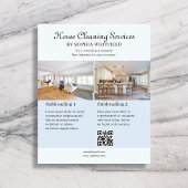 Schoonmaakbedrijf Vintage Script Foto Blauw Flyer