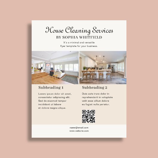 Schoonmaakbedrijf Vintage Script Foto Ivoor Flyer