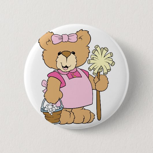 Schoonmaakbeer met een knuffelend uiterlijk ronde button 5,7 cm (Voorkant)