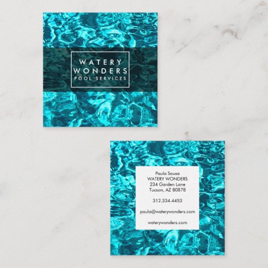 Schoonmaakbeurt waterspuiggen vierkante visitekaartje (Voorkant / Achterkant)