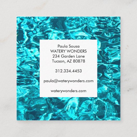Schoonmaakbeurt waterspuiggen vierkante visitekaartje (Achterkant)