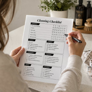 Schoonmaakchecklist Zwart En Wit Huishouding Notitieblok