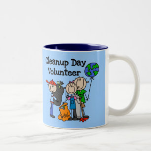 Schoonmaakdag vrijwilligers T-shirts en cadeaus Tweekleurige Koffiemok