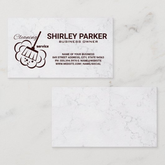 Schoonmaakdienst bezem | Marmer Visitekaartje (Voorkant / Achterkant)