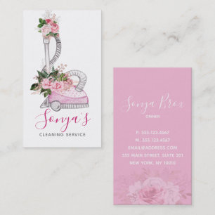 Schoonmaakdienst Bloemen Waterverf stofzuiger Visitekaartje