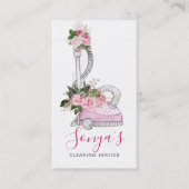 Schoonmaakdienst Bloemen Waterverf stofzuiger Visitekaartje (Voorkant)