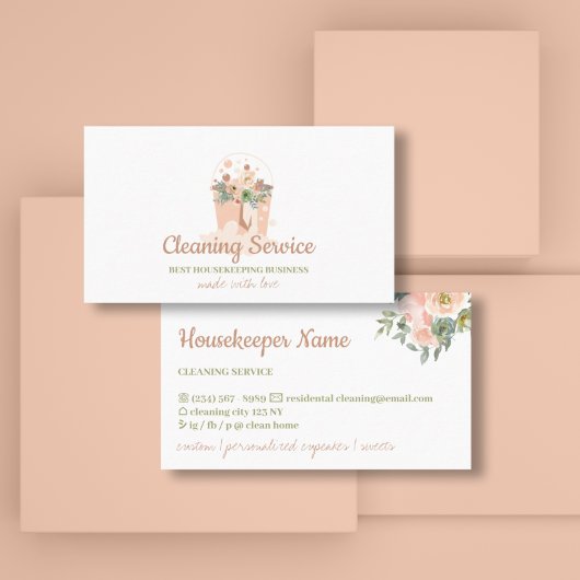 Schoonmaakdienst Blush Roze Visitekaartje