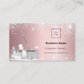 Schoonmaakdienst: blush zilverglitterstof logo QR Visitekaartje (Voorkant)