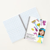 Schoonmaakdienst Dame Schoonmaakwerk Cute Cartoon Notitieboek (Binnen)