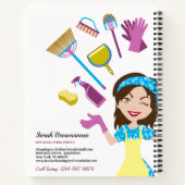 Schoonmaakdienst Dame Schoonmaakwerk Cute Cartoon Notitieboek (Achterkant)