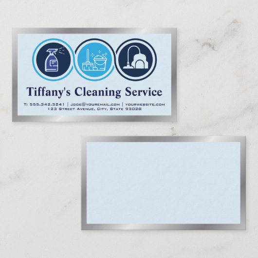 Schoonmaakdienst | Dienstmeisje pictogrammen Visitekaartje (Voorkant / Achterkant)