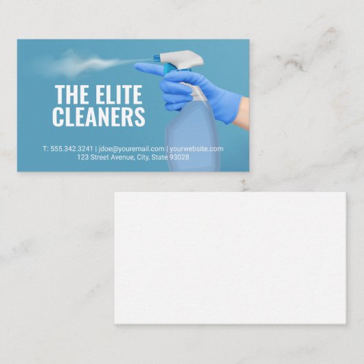 Schoonmaakdienst | Dienstmeisje sproeit waterfles Visitekaartje (Voorkant / Achterkant)