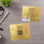 Schoonmaakdienst gouden QR code Flyer<br><div class="desc">Een elegante en glamoureuze schoonmaakservice zakelijke flyer op een faux goud uitziende achtergrond versierd met schoonmaakapparatuur. Personaliseer en voeg Jouw namen toe,  tekst contact info. Voeg je eigen QR code toe aan je website adres op de achterkant:</div>