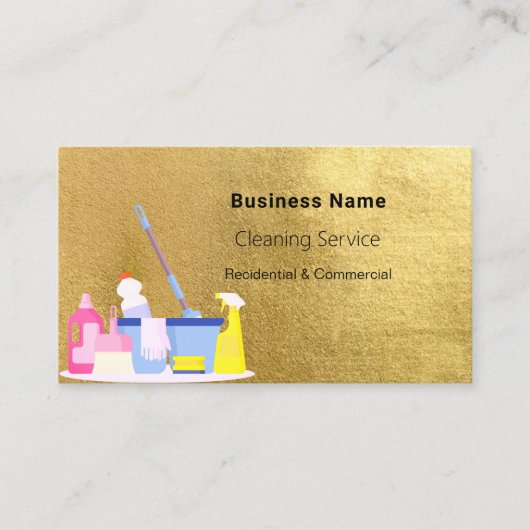 Schoonmaakdienst gouden QR code Visitekaartje (Voorkant)