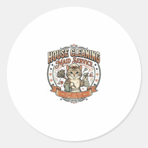 Schoonmaakdienst Huishoudster Kat Schoonmaakster Ronde Sticker