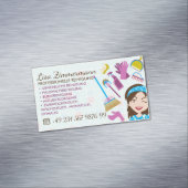 Schoonmaakdienst Janitorial Lady German Deutch Magnetisch Visitekaartje (Voorbeeld)