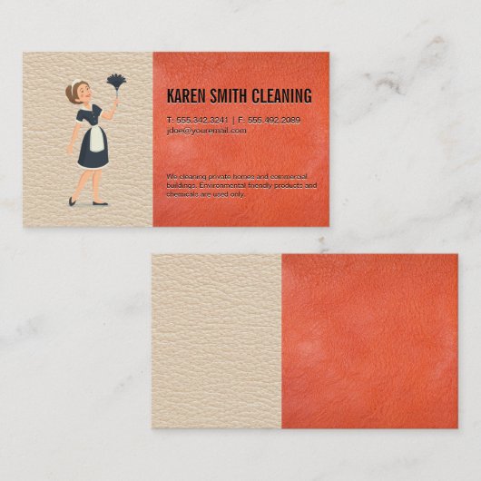schoonmaakdienst | Lederen achtergrond Visitekaartje (Voorkant / Achterkant)