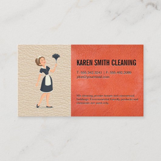 schoonmaakdienst | Lederen achtergrond Visitekaartje (Voorkant)