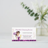 Schoonmaakdienst Maid House Paarse Glitter Visitekaartje (Staand voorkant)