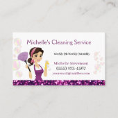 Schoonmaakdienst Maid House Paarse Glitter Visitekaartje (Voorkant)