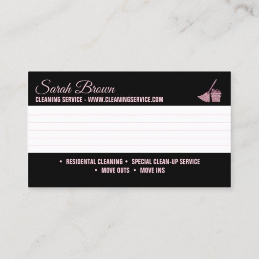 Schoonmaakdienst Maid Janitorial note Visitekaartje (Achterkant)