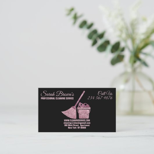 Schoonmaakdienst Maid Janitorial note Visitekaartje (Staand voorkant)