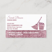 Schoonmaakdienst Maid Janitorial roze sparkle Visitekaartje (Achterkant)
