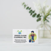 schoonmaakdienst | Man Schoonmaak Vloeren Logo Visitekaartje (Staand voorkant)