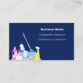 Schoonmaakdienst marineblauw QR code Visitekaartje (Voorkant)