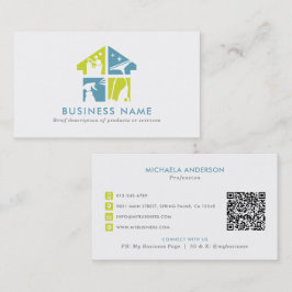 Schoonmaakdienst Modern Logo & QR Code Visitekaartje