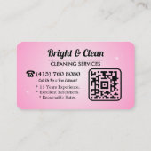 Schoonmaakdienst QR Code Roze Dienstmeid Visitekaartje (Achterkant)