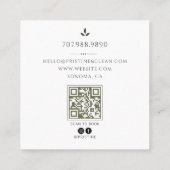 Schoonmaakdienst QR-code Vierkante Visitekaartje (Achterkant)