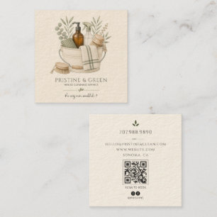 Schoonmaakdienst QR-code Vierkante Visitekaartje