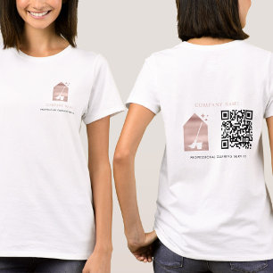 Schoonmaakdienst Rose Gold Logo QR Code Wit T-shirt