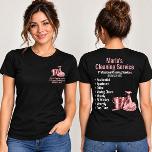 Schoonmaakdienst Roze Dienst Vrouw Zwart T-shirt