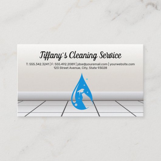 Schoonmaakdienst | Schoonmaakmiddelen Badkamertege Visitekaartje (Voorkant)