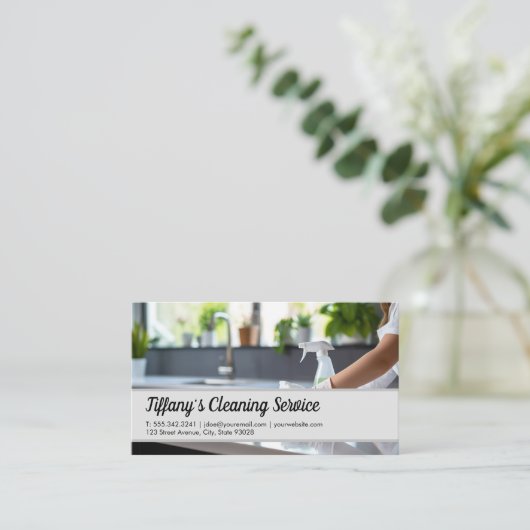 Schoonmaakdienst | Schoonmaakster Aanrechtblad sch Visitekaartje (Staand voorkant)