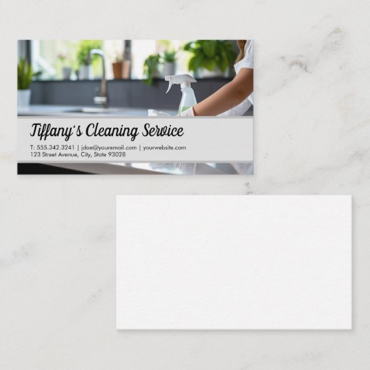 Schoonmaakdienst | Schoonmaakster Aanrechtblad sch Visitekaartje (Voorkant / Achterkant)
